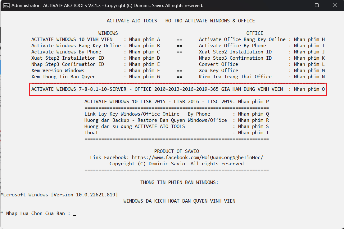 AIO Tools kích hoạt Office 2021