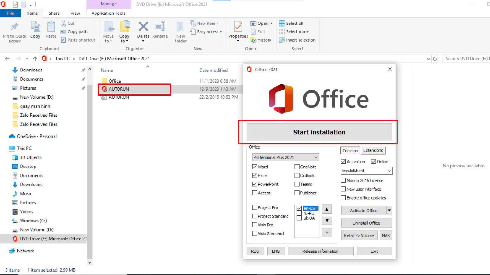 Hướng dẫn Cài đặt Word 2021